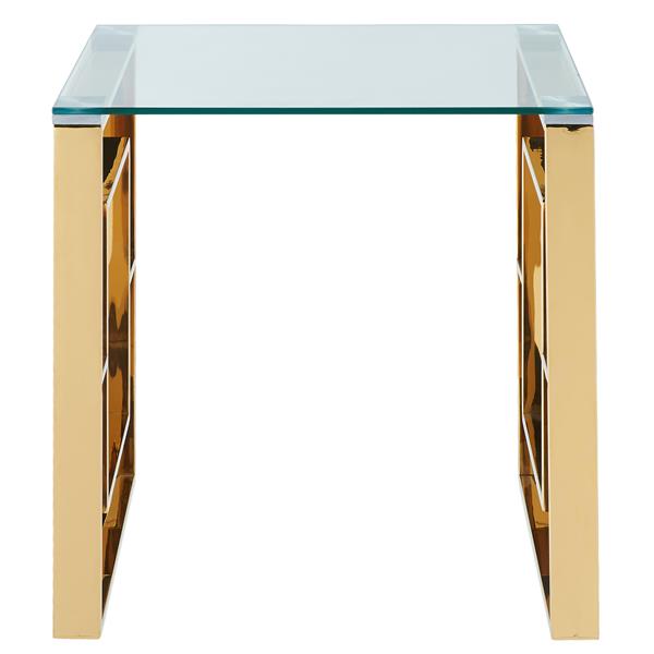 !nspire Side Table - Clear Glass - 21.75-in x 21.75-in - Golden Base