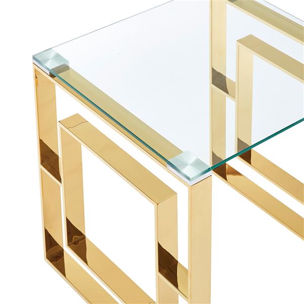 !nspire Side Table - Clear Glass - 21.75-in x 21.75-in - Golden Base