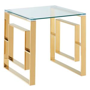!nspire Side Table - Clear Glass - 21.75-in x 21.75-in - Golden Base