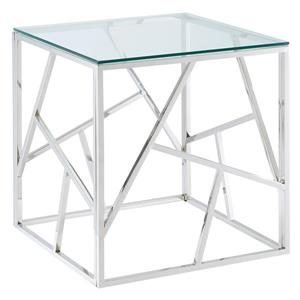 !nspire Side Table - Stainless Steel Base - 21.75-in - Clear Glass