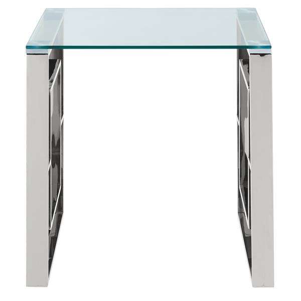 !nspire Stainless Steel Side Table - 21.75-in x 21.75-in - Clear Glass