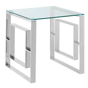 !nspire Stainless Steel Side Table - 21.75-in x 21.75-in - Clear Glass