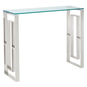 Table console !nspire en acier inoxydable, 30,75 po x 11,75 po x 39,5 po, verre transparent