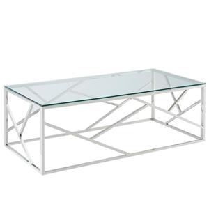 !nspire Coffee Table - 47.25-in x 15.75-in - Clear Glass - Silver Base