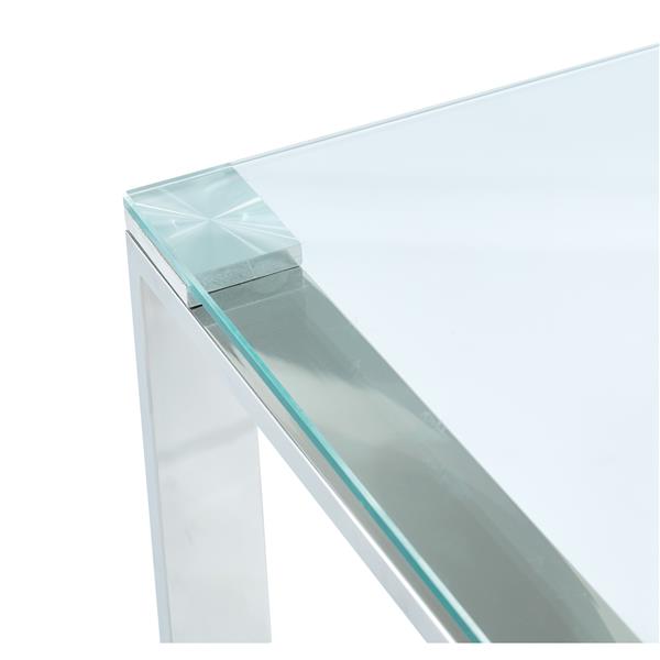 Table basse !nspire, 39,5 po x 15,75 po, base chromée, verre transparent