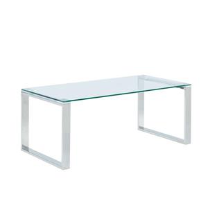 !nspire Coffee Table - 39.5-in x 15.75-in - Chrome Base - Clear Glass