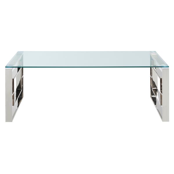 !nspire Coffee Table - 43-in x 24-in - Chrome Base - Clear Glass