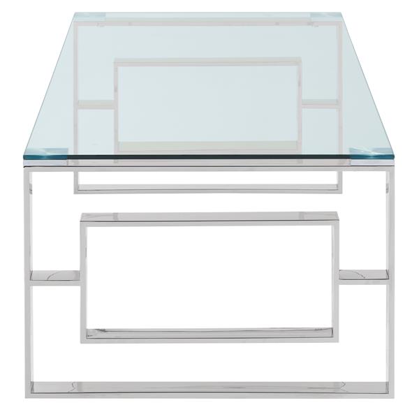 !nspire Coffee Table - 43-in x 24-in - Chrome Base - Clear Glass