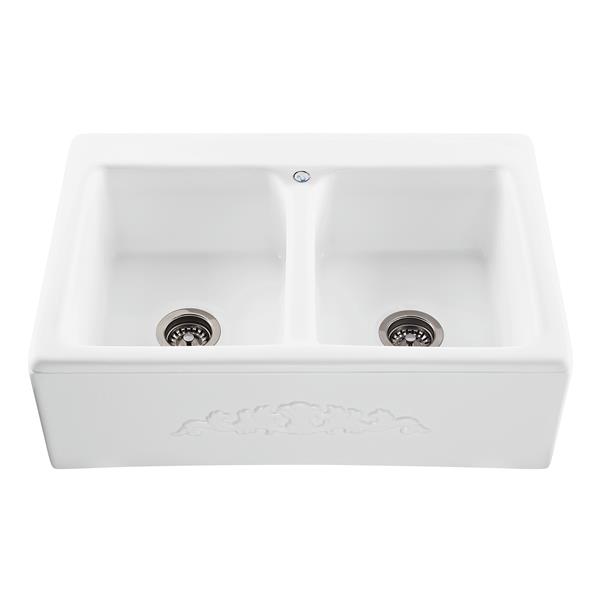 Reliance Appalachian Double Sink - 22.25-in x 8-in - 4 Holes - White
