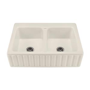 Reliance Appalachian Double Sink - 22.25-in x 8-in - 4 Holes - Biscuit