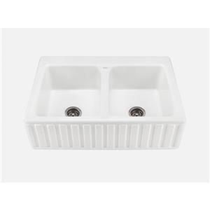Reliance Appalachian Double Sink - 22.25-in x 8-in - 4 Holes - White