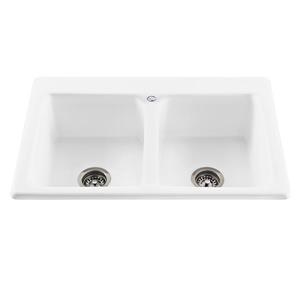 Reliance Endurance Double Sink - 22.25-in x 8-in - 1 Hole - White