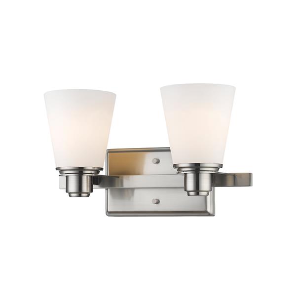 Z-Lite Kayla 2-Light Vanity Light - 13.75-in - Metal - Nickel