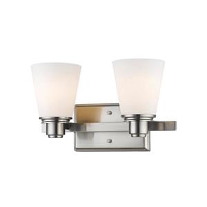 Z-Lite Kayla 2-Light Vanity Light - 13.75-in - Metal - Nickel