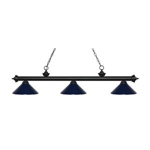 Luminaire de billard Riviera, 3 lumières, 57,25 po, bleu marin