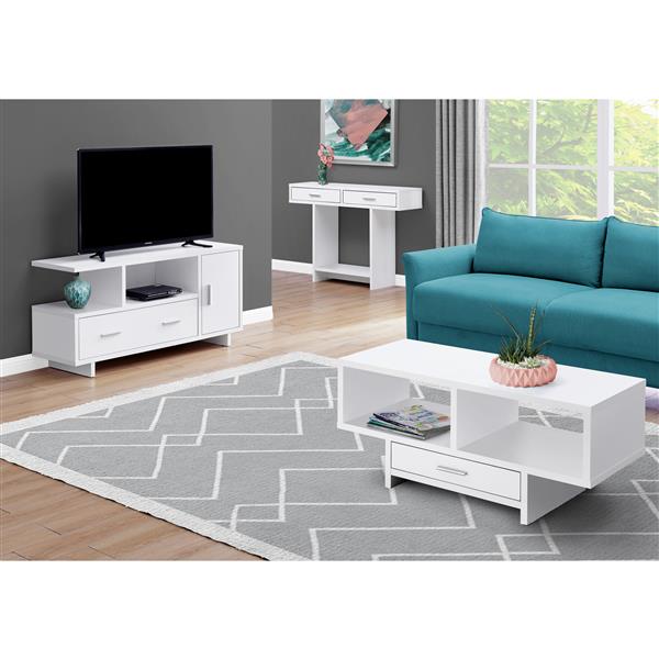 Monarch TV Stand with Storage - 47.25-in - Composite - White