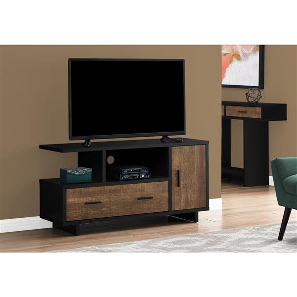 Monarch TV Stand with Storage - 47.25-in - Black/Brown