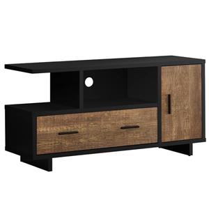 Monarch TV Stand with Storage - 47.25-in - Black/Brown