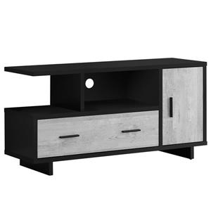 Meuble télévision avec rangement, 47,25 po x 23,75 po, noir/gris