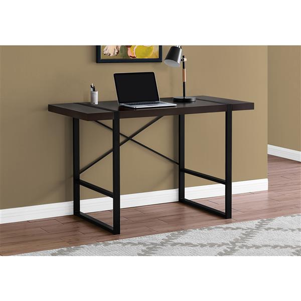 Monarch Computer Desk - 49-in x 30-in - Wood - Cappuccino/Black