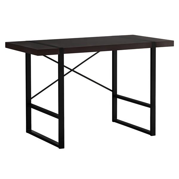 Bureau d'ordinateur, 49 po x 30 po, bois, cappuccino/noir