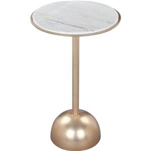 Table d'appoint Jedrek, 14,5" x 23,5", marbre blanc/laiton