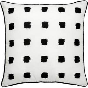 Coussin extérieur à pois Rockhill, 22", polyester, blanc