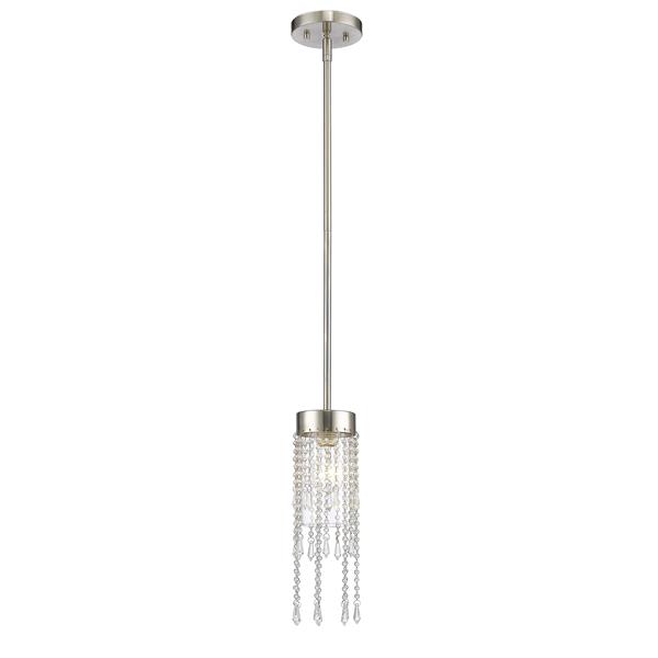 Z-Lite Siena Mini Pendant - 1 Light - Brushed Nickel/Clear Glass