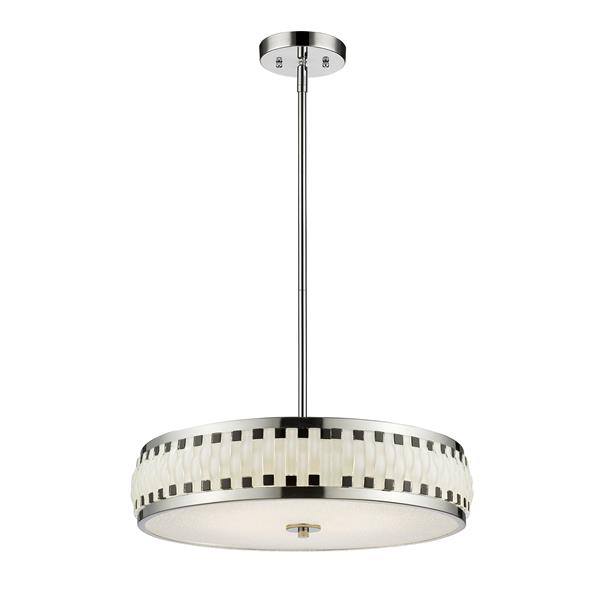 Luminaire suspendu Sevier DEL, chrome/noir/blanc, 20 po