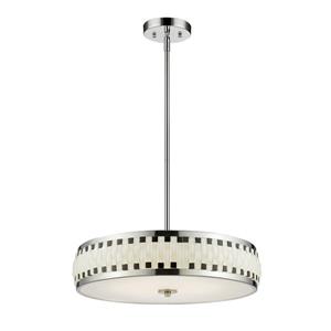 Luminaire suspendu Sevier DEL, chrome/noir/blanc, 20 po