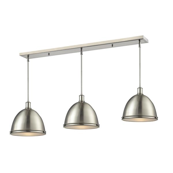 Z-Lite Mason Pendant Light Island/Billiard - 3-Light - Nickel