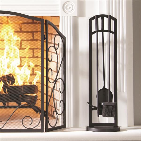 Arched 4-Piece Fireplace Tool Set Poker Shovel Brush Stand Fire Place Stove