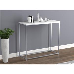 Table console blanche avec base en métal blanc, 32 po