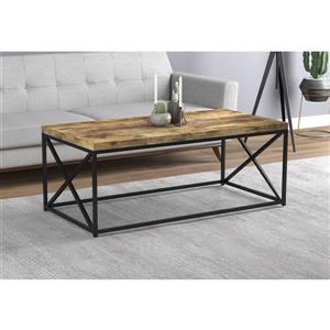 Safdie & Co. Coffee Table - Brown Reclaimed Wood With Black Metal - 44-in L