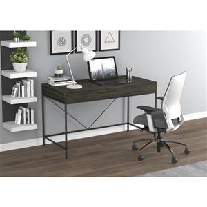 Safdie & Co. Computer Desk with 2 Drawers - Grey Wood /Black Metal - 49-in