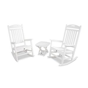 Trex Yacht Club 3-Piece White Plastic Rocking Chair Set