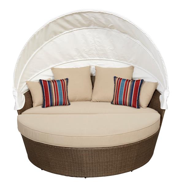 BM0865 Daybed With Back Cushion And Round Cushion With Leather Straps – 1×2  – Rouse Home