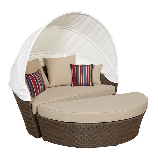 Collection Daybed With Cushions Tan, Wicker Patio Daybed Set