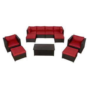 Ensemble de patio avec coussins Innesbrook, rouge, 11 mcx