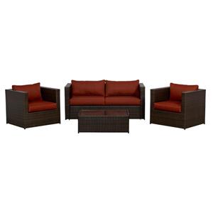 Think Patio Palisades Club Chair Conversation Set - Red - 4-piece