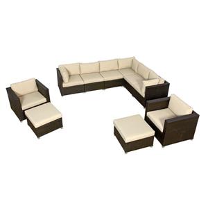 Think Patio Innesbrook Conversation Set with Cushions - Tan - 10-piece