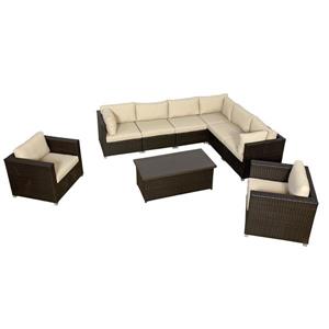 Ensemble de patio avec coussins Innesbrook, havane, 9 mcx