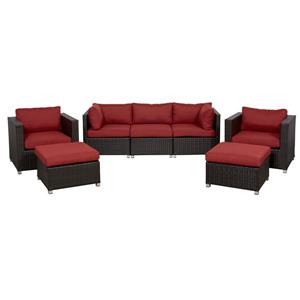 Think Patio Innesbrook Conversation Set with Cushions - Red - 7-piece