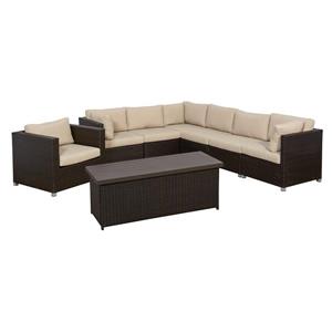 Think Patio Innesbrook Conversation Set with Cushions - Tan - 8-piece