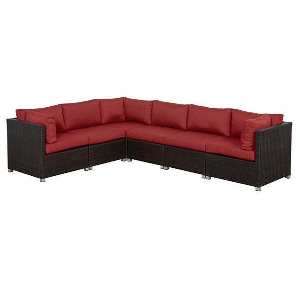 Think Patio Innesbrook Conversation Set with Cushions - Red - 6-piece