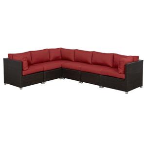 Think Patio Innesbrook Conversation Set with Cushions - Red - 6-piece