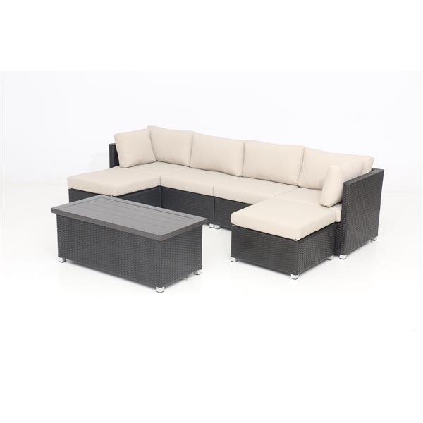 Think Patio Innesbrook Conversation Set with Cushions - Tan - 7-piece