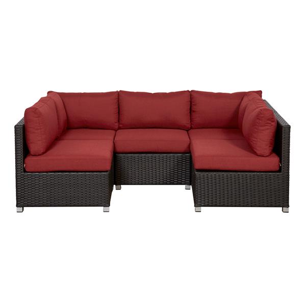 Ensemble de patio avec coussins Innesbrook, rouge, 5 mcx