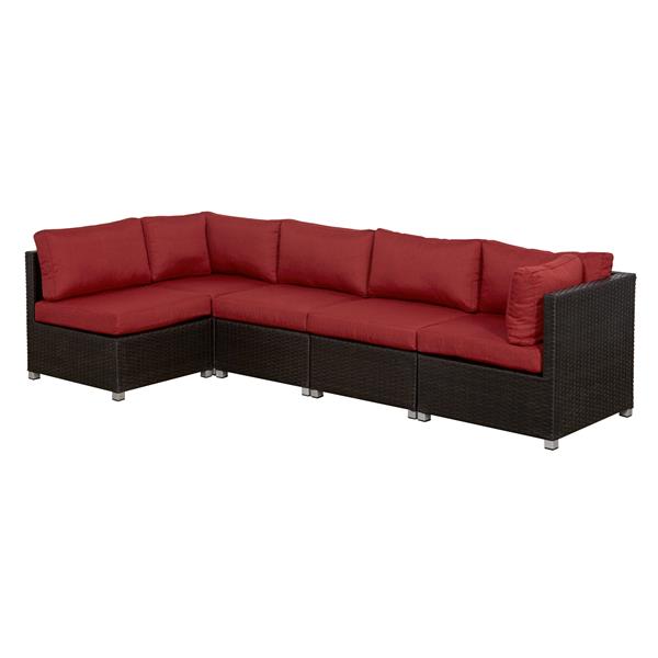 Ensemble de patio avec coussins Innesbrook, rouge, 5 mcx
