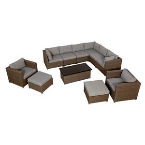 Think Patio Chambers Bay Conversation Set with Cushions - Grey -11-piece